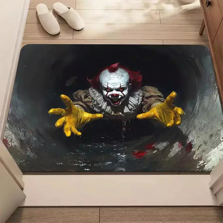 Tapete de porta de halloween assustador pennywise palhaço porta sala de estar, quarto, cozinha, entrada antiderrapante tapete corredor
