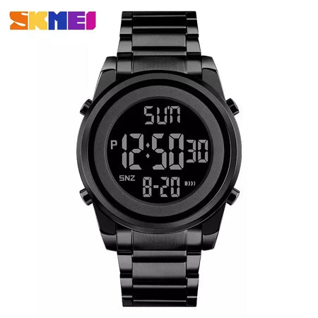 Skmei relógio de pulso masculino luxuoso, à prova d'água, aço inoxidável, eletrônico, esportivo, digital, 1611