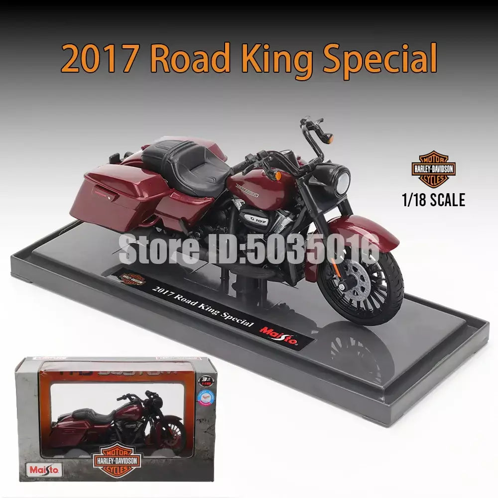 Maisto 1:18 Harley-Davidson Motocicleta 2022 Road King 2022 Fat Bob 114 Liga Modelo de Motocicleta Coleção de Carros de Brinquedo