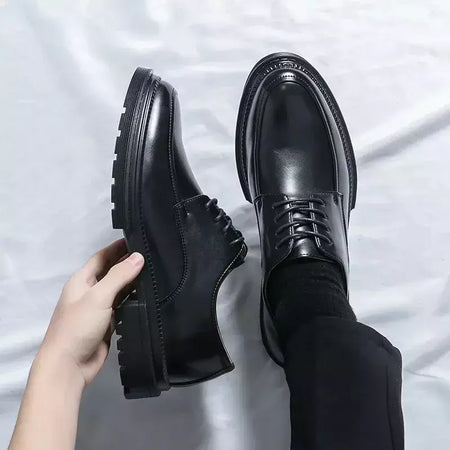 Sapato de couro branco Oxford masculino, vestido de casamento formal de luxo, fundo grosso, mocassins casuais, original, inteiro