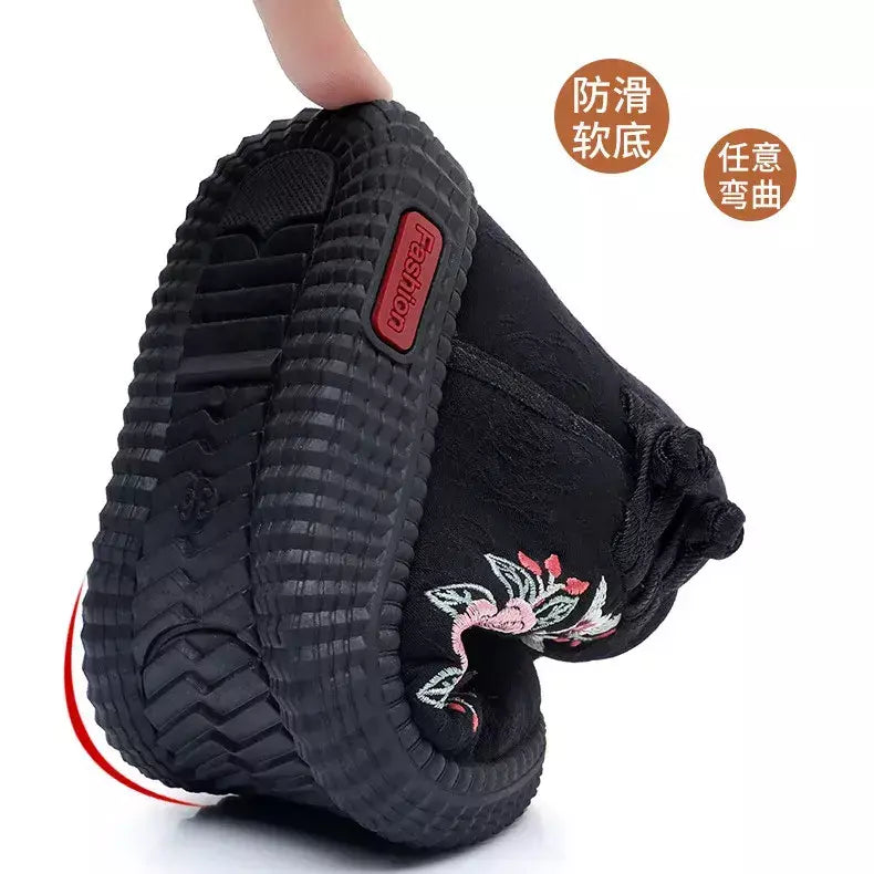 Sapatos de pano de inverno estilo étnico botas mujer sapatos femininos zapatos botas curtas quentes mulher bootie bordado algodão botas femininas