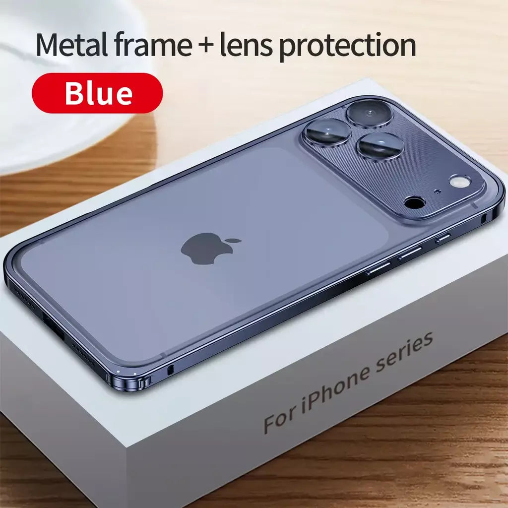 Aviação liga de alumínio quadro pára-choques caso do telefone para iphone 17 16 15 14 13 12 promax lente metal dissipação calor capa à prova de choque