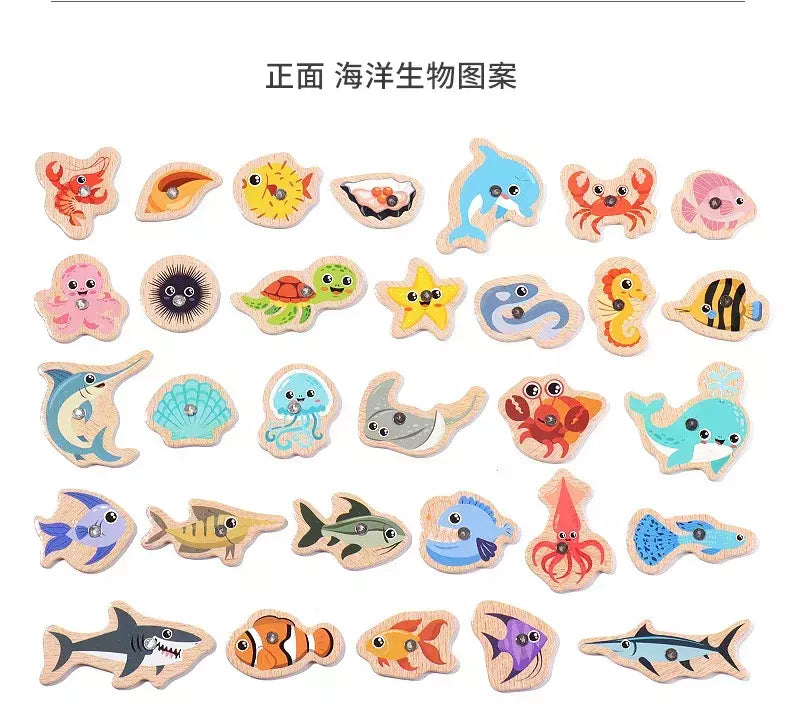 Montessori brinquedos de pesca para crianças, Desenhos animados, Vida marinha, Cognition Fish Games, Interativo pai-filho, Brinquedo educativo