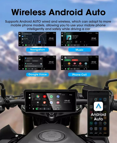 Jmcq portátil 8.1 polegada ip67 à prova dip67 água motocicleta 4k dvr navegação gps sem fio carplay android auto moto gravador monitor