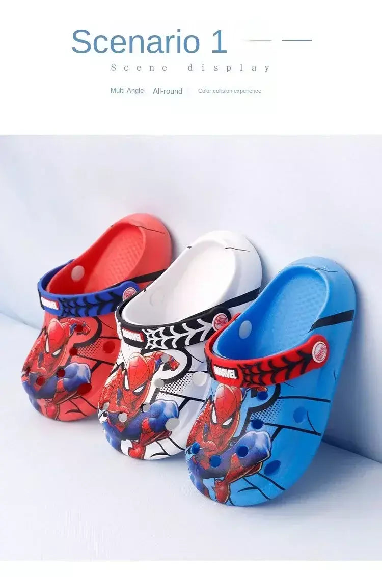 Disney chinelos infantis verão meninos spiderman chinelo antiderrapante buraco crianças sapatos de praia fundo macio criança casa chinelo
