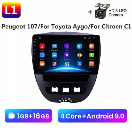 Android 10 2 din reprodutor multimídia do carro para peugeot 107 toyota aygo citroen c1 2005-2014 unidade principal estéreo navegação gps bt wifi
