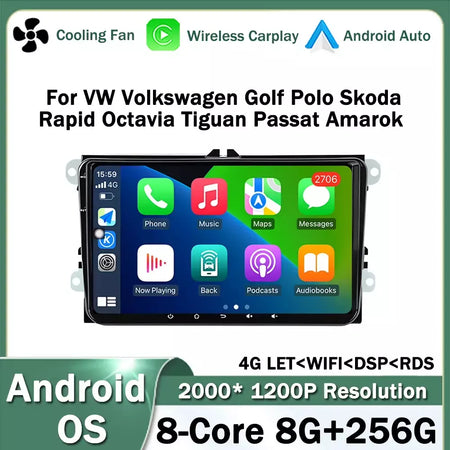 Sistema operacional android para vw volkswagen golf polo skoda rapid octavia tiguan passat amarok carro multimídia vídeo estéreo player gps carplay