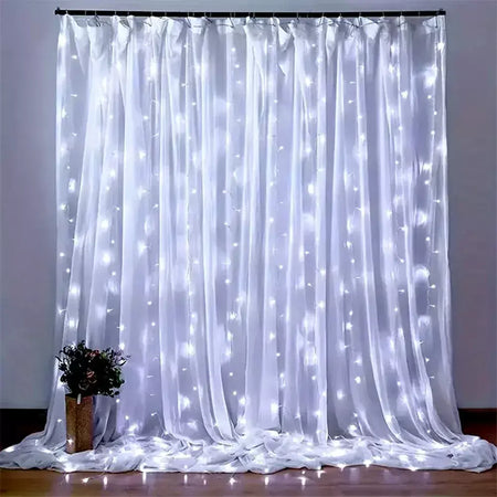 Natal usb cortina corda luzes de fadas 8 modo 6/3m led guirlanda remoto para festa jardim casa decoração casamento ano novo 2025