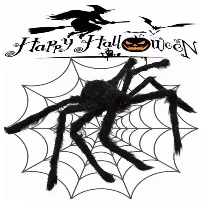 Halloween preto assustador aranha gigante enorme teia de aranha decoração de halloween para casa barra casa assombrada adereços férias decoração ao ar livre