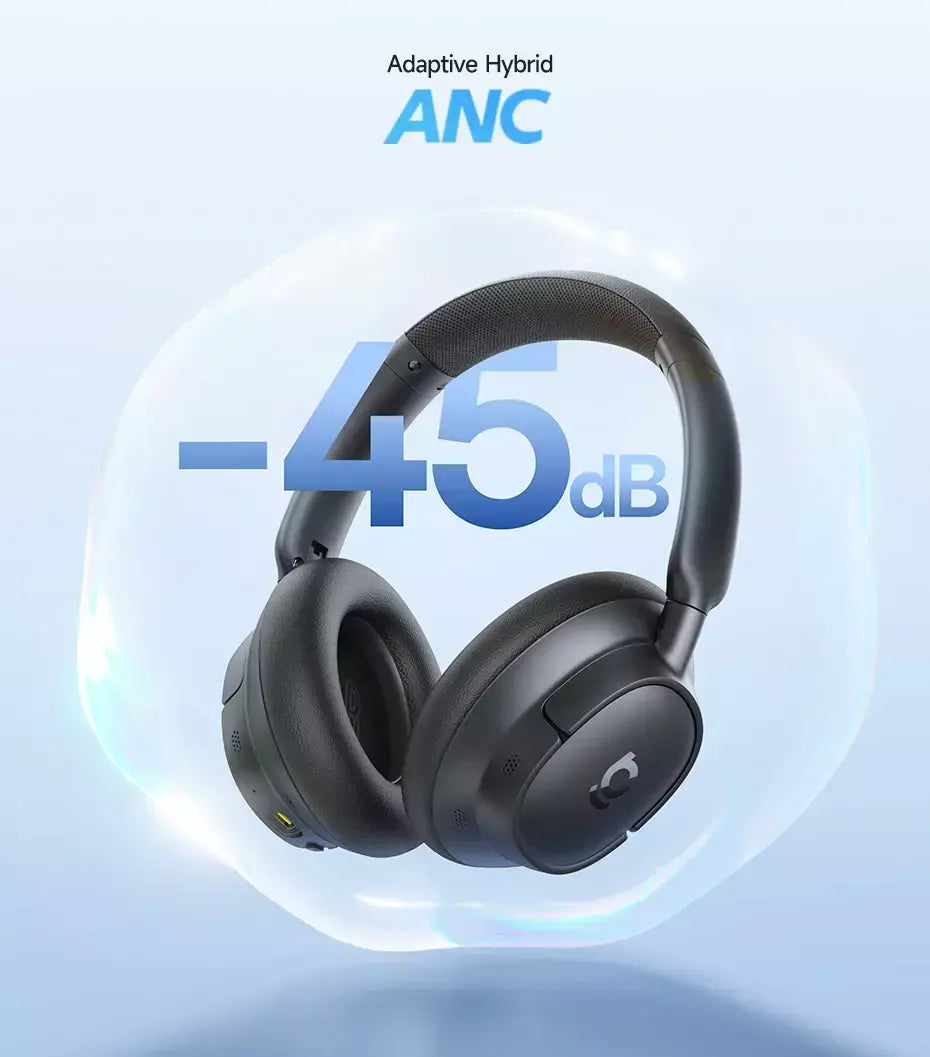 Baseus EH10 NC ANC Fones de ouvido sem fio 45dB Fones de ouvido híbridos adaptativos com cancelamento de ruído Hi-Res LDAC Fone de ouvido Bluetooth 6.0 80 horas