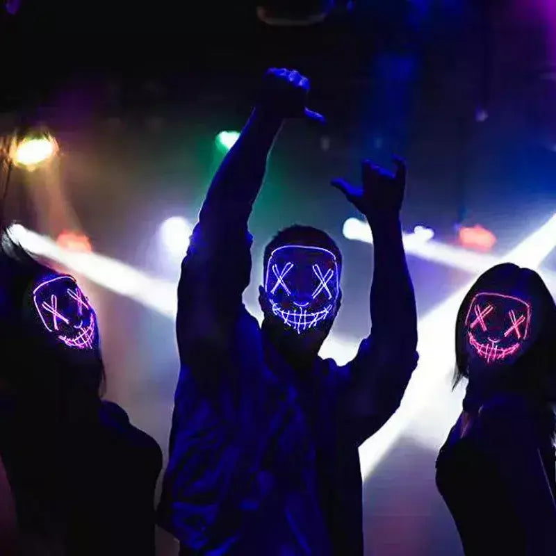 Neon sem fio led máscara de purga brilho no escuro cosplay máscara de terror halloween masquerade festa máscaras brilhantes engraçado vestir-se