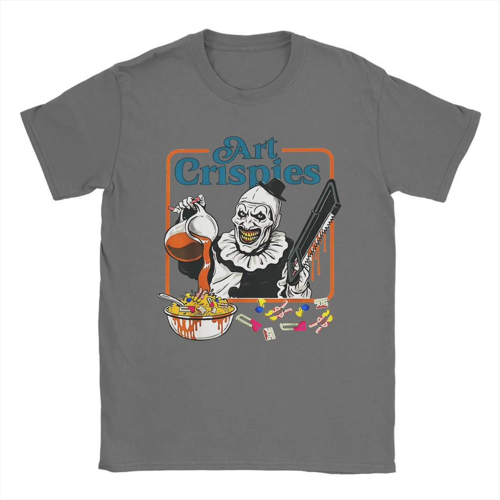 Arte Crispies Terrifier Horror Halloween Filme Homens Camiseta Incrível Camisetas Manga Curta O Pescoço Camisetas 100% Algodão 6XL Tops