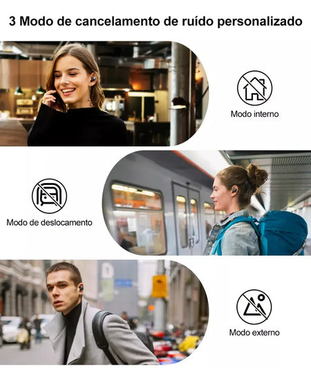 QCY-HT07 ANC Fones De Ouvido Sem Fio, Auscultadores HiFi, Cancelamento de Ruído, Earbuds TWS, 6 Microfone, Chamada AI HD, Reprodução 32H, 40dB, Bluetooth 5.2