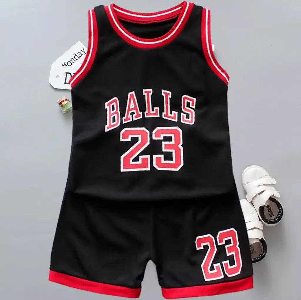 Conjunto de roupas infantis de verão, roupas esportivas de basquete, tops sem mangas + shorts, 2 peças/terno, meninos e meninas