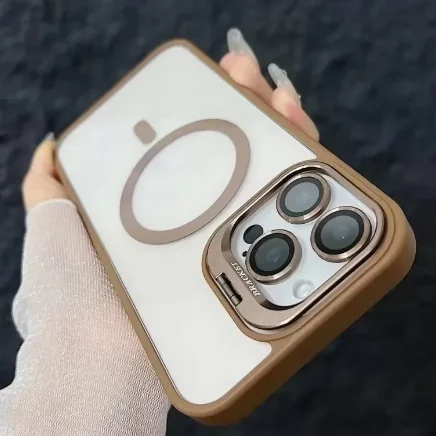 Magsafe suporte de proteção de lente magnética capa de telefone para iphone 17 12 13 14 15 16 pro max câmera vidro transparente anel de metal capa