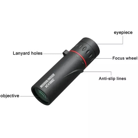 Telescópio monocular hd 2000x24, mini telescópio portátil para celular com suporte para acampamento ao ar livre, caça, observação de pássaros