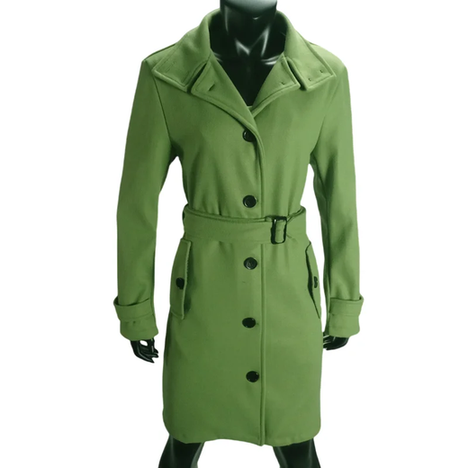 Casaco longo de gola virada para baixo de peito único feminino, casacos de lã, jaquetas femininas quentes, roupas de inverno