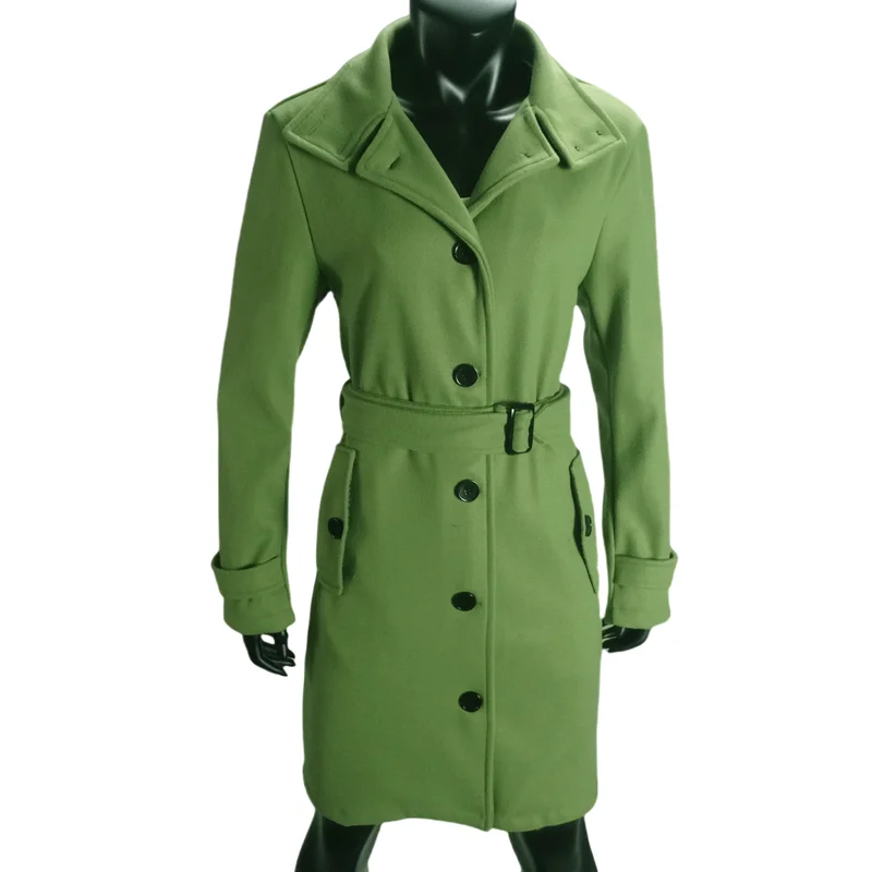 Casaco longo de gola virada para baixo de peito único feminino, casacos de lã, jaquetas femininas quentes, roupas de inverno