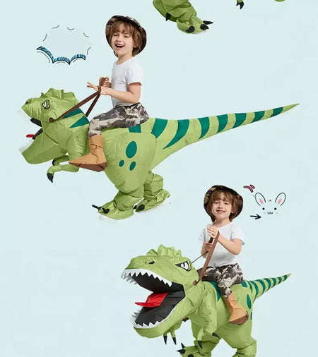 Ride-on traje de dinossauro inflável adequado para festa de halloween ao ar livre atividades pai-filho jogo de rastreamento crianças mascote