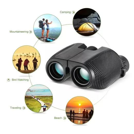 Binóculos 10x25 hd mini telescópio portátil bak4 fmc revestido telescópio ao ar livre observação de pássaros caça viagem acampamento bola jogo