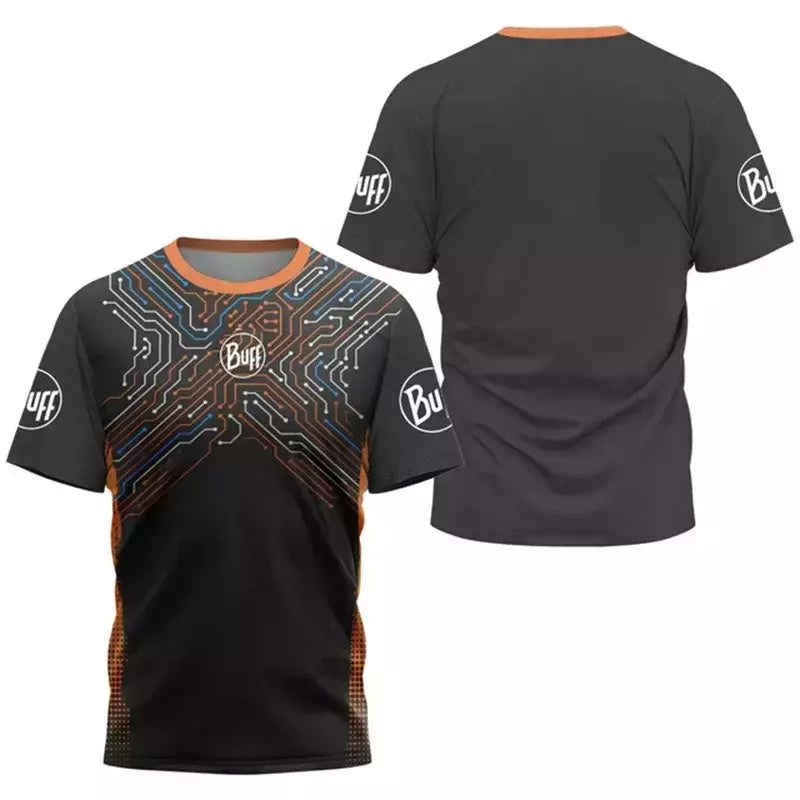 Camisa de tênis com gola O respirável masculina, camiseta estampada, secagem rápida, manga curta, fitness, corrida, esportes ao ar livre, verão
