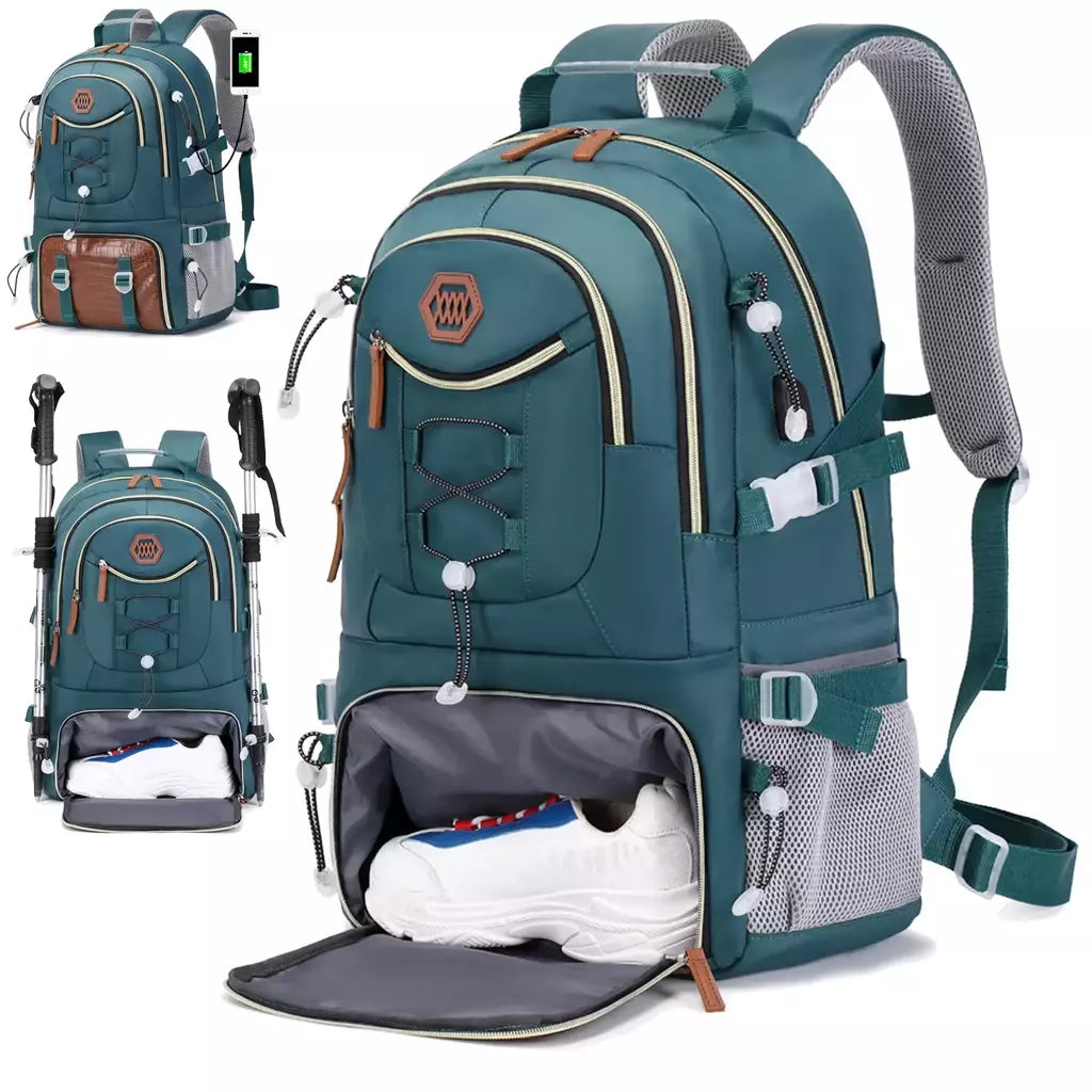 Mochila de caminhada impermeável para homens e mulheres, acampamento ao ar livre, bolsa de viagem, 17 "laptop, 40L