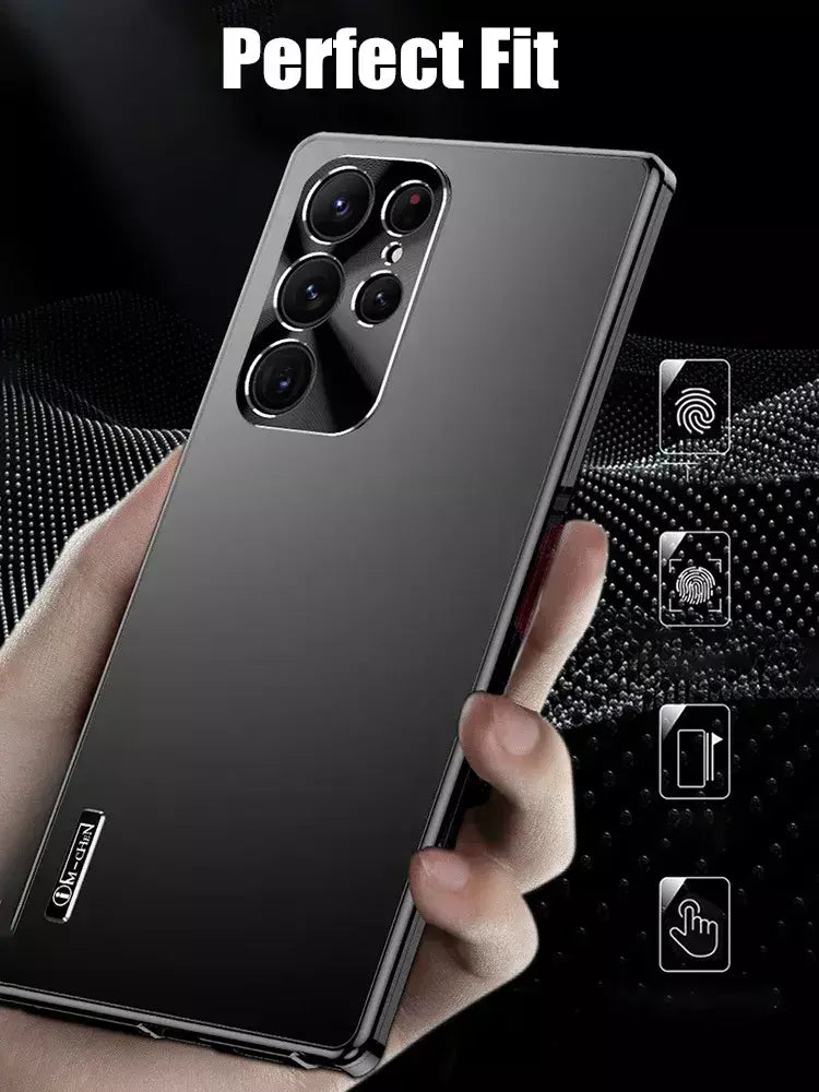 Moldura de alumínio com fecho magnético, capa traseira de plástico de metal para samsung galaxy s25 ultra s24 ultra s23 s22 s21, capa forte à prova de queda