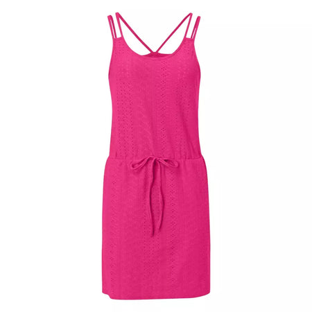 Vestido de praia feminino com cordão de cintura alta, roupa de banho, moda verão, sem mangas, biquíni monocromático