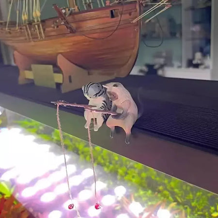 1pc criativo pesca gato carro decoração interior artesanato bonito resina auto estatuetas em miniatura ornamentos acessórios pequenos presentes