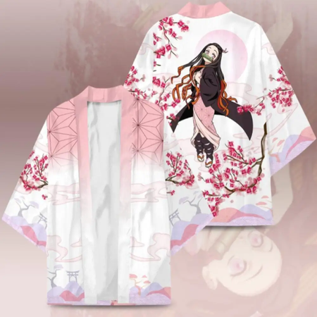 Personagem de anime japonês impresso quimono cardigan masculino feminino verão borboleta kochou shinobu impresso traje tradicional japonês