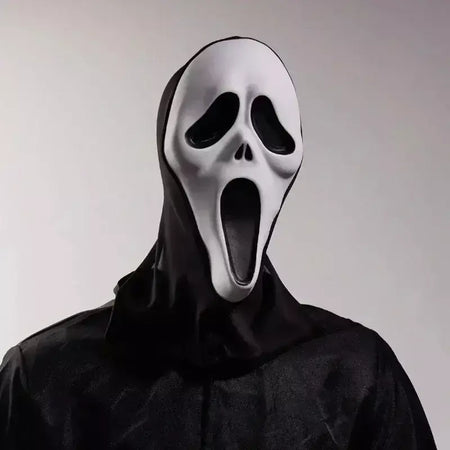 Látex grito ghostface máscara horror cabeça cheia máscara brincadeira cosplay traje filme assustador ghostface adereços decoração de casa fontes de festa