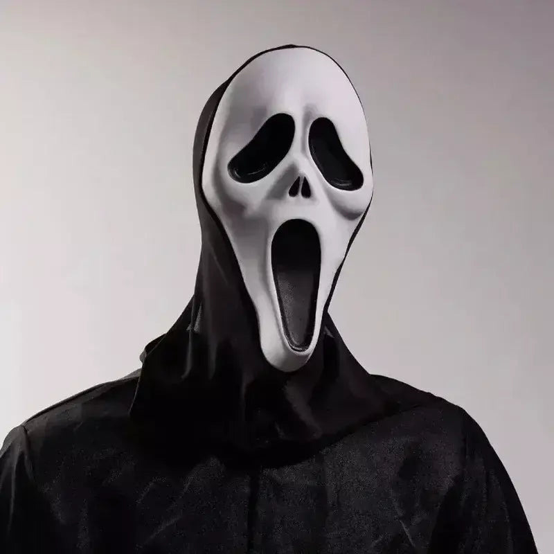 Látex grito ghostface máscara horror cabeça cheia máscara brincadeira cosplay traje filme assustador ghostface adereços decoração de casa fontes de festa