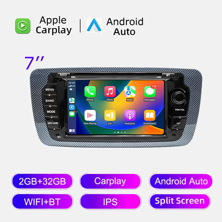 Rádio automotivo sem fio carplay android auto para seat ibiza 6j 2009 - 2013 4g wifi multimídia navegação gps 2din 7 "unidade principal estéreo