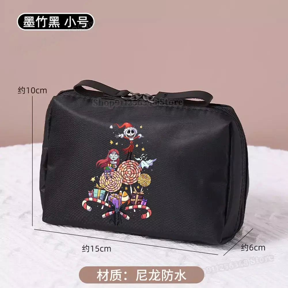 O pesadelo antes do natal saco de maquiagem figura dos desenhos animados jack skellington bolsa sacos cosméticos disney compõem casos organizadores