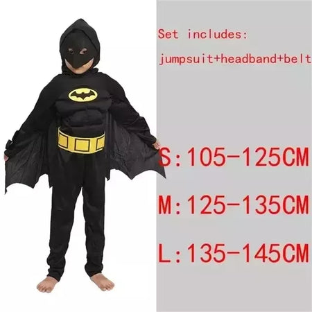 Super-herói homem aranha capitão américa homem de ferro thor hulk batman cosplay traje muscular bodysuit macacão para crianças festa de halloween