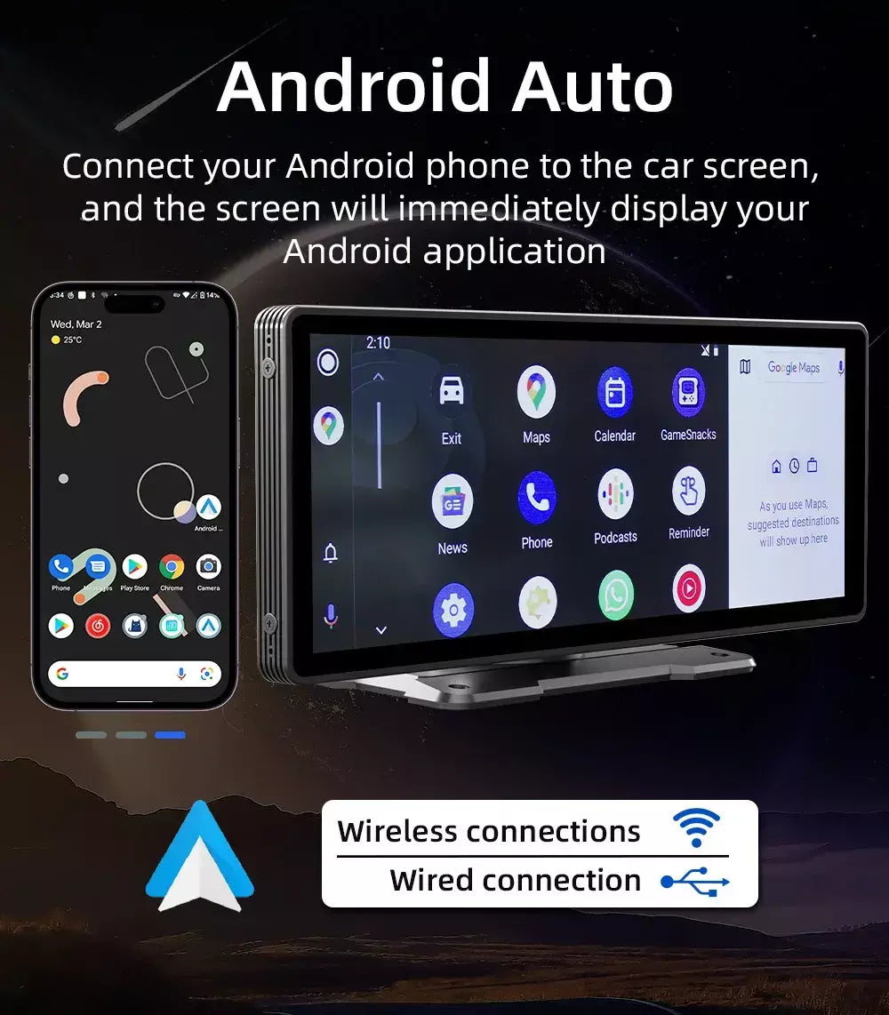 Bqcc 10.26 Polegada portátil sem fio carplay tela hd câmera de ré traseira rádio do carro dvr mp5 multimídia player vídeo android auto