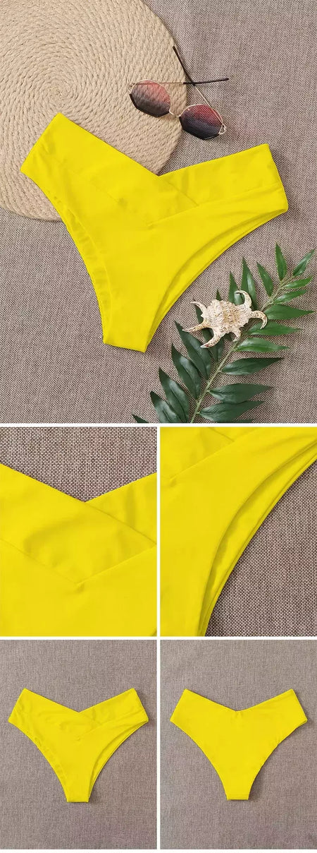 Tanga brasileira de biquíni para mulheres, semi-banho, roupa de praia sexy V cheeky, banho preto para senhoras, natação