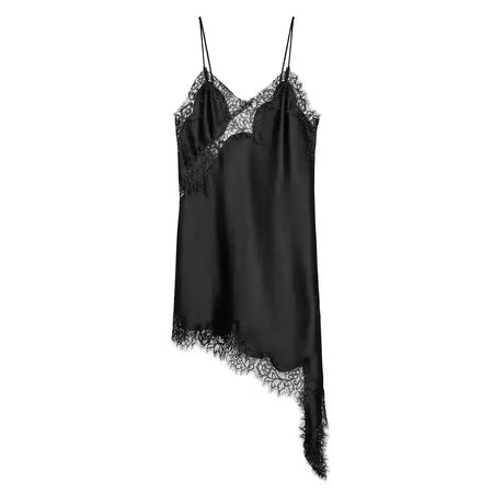 Tfmln feminino sexy rendas emenda vestidos de verão sólido sem mangas assimetria vestido sem costas magro festa feminina estilingue mini vestido