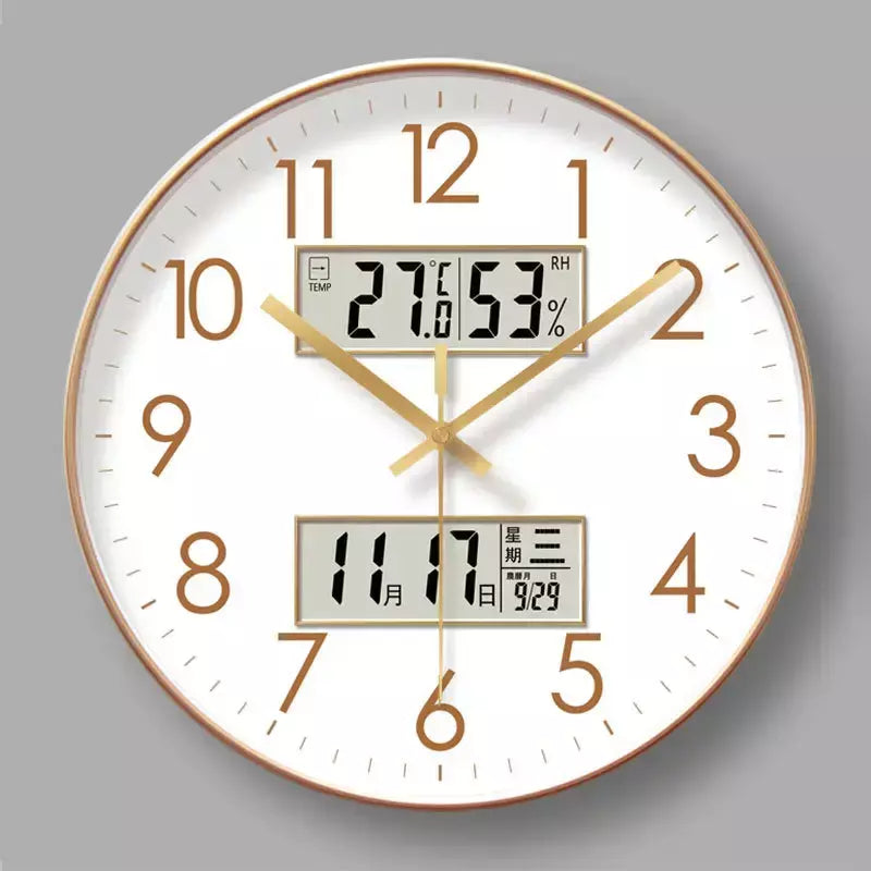 2025 novo calendário eletrônico de temperatura e umidade de 10/12/14 polegadas relógio de parede multifuncional display duplo mudo relógios de quartzo