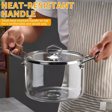 Panela de vidro 2,5l/3,5l com tampa para fogão panela transparente de alto borosilicato para cozinhar chá, sopa, ferramentas de cozinha