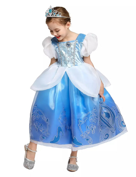 Crianças cosplay traje menina verão pageant lantejoulas fantasia crianças cinderela carnaval roupas princesa vestido de aniversário 3-10 ano