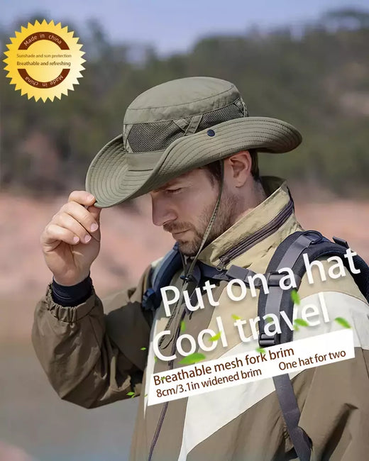 Xinbaoguan-Men's Respirável Sunshade Fisherman Hat, Sunscreen Sun Hat, Chapéu de Pesca, Big Eaves, 100% Nylon, Primavera, Verão, 9245
