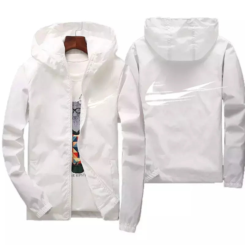 Jaqueta impermeável com capuz masculino, blusão, outwear masculino, streetwear casual, roupas da moda, primavera, outono, 2024