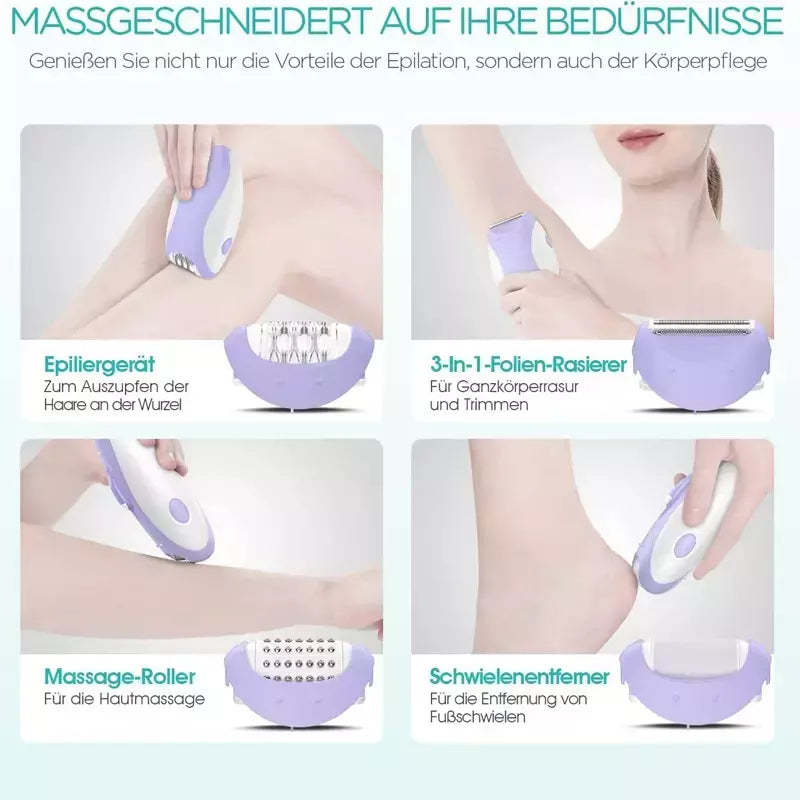 Kemei-Depiladora Elétrica Recarregável para Mulheres, 4in 1, Depilação Facial do Corpo, Aparador de Biquíni para Pernas, axilas