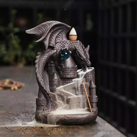 Handmade cerâmica incenso queimador, Retro Zen incenso vara titular, Dragon Cachoeira, Backflow Censer, Sala de estar artesanato ornamento