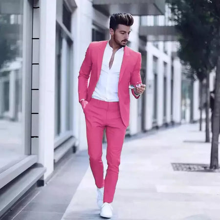 Ternos casuais masculinos de negócios para casamento, smoking masculino, terno de negócio justo, lapela de pico, Terno, traje masculino, 2 peças