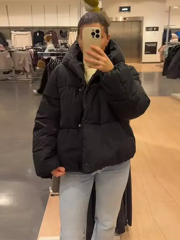 Inverno quente curto puffer jaquetas feminino solto parkas casaco moda com capuz pão jaqueta outwear algodão-acolchoado jaqueta