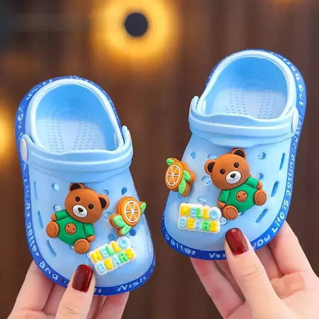 Chinelos bonitos dos desenhos animados das crianças com solas macias, Baby Bags Sapatos perfurados, Home and Baby Sandals