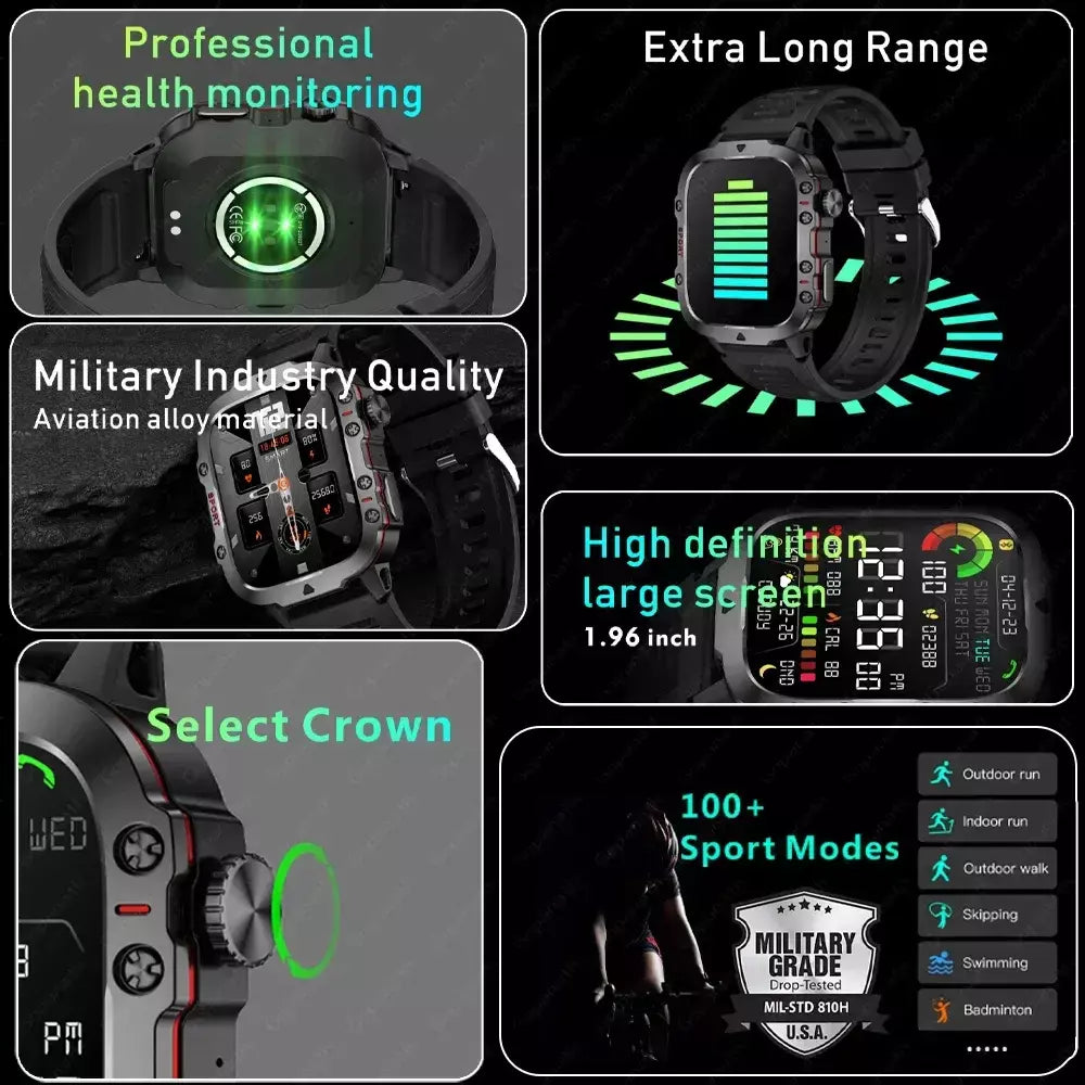 Xiaomi novo robusto militar preto relógio inteligente masculino para android ios 3atm à prova dwaterproof água esporte fitness ai voz smartwatch ao ar livre