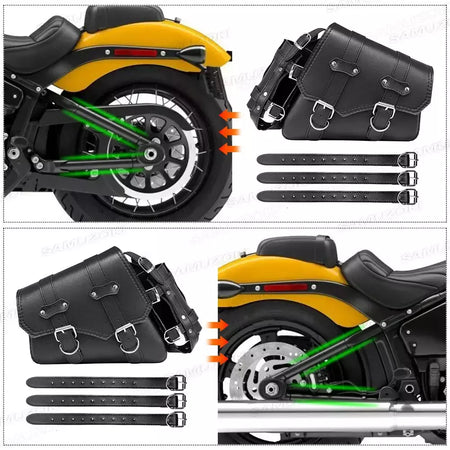 Bolsa de selim lateral de couro pu para motocicleta, adequada para harley sportster xl 883 1200 chopper cruiser cafe racer softail bobber